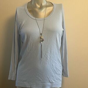 Three dots sky blue cotton 3/4 length sleeve shirt size L